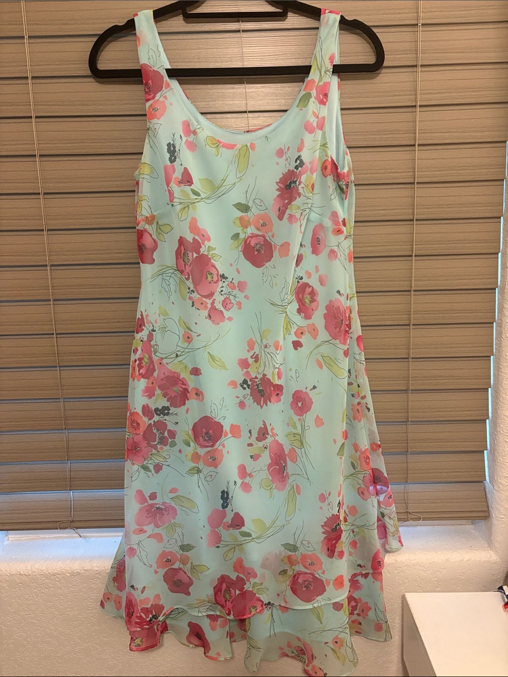Scarlett Mint Floral Midi Dress with Pink Rose Print